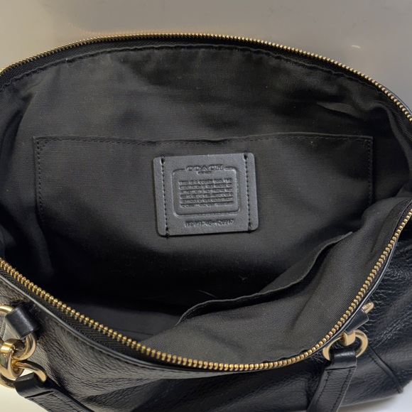 Coach Black Leather Shoulder Bag with Gold Accents